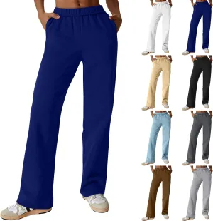 Fleece Wide Leg Sweatpants Women Baggy Lightweight Lounge Pants with Pockets Elastic High Waisted Athletic Pants