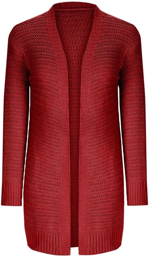 FMCHICO Women's 2024 Fall Long Batwing Sleeve Open Front Chunky Knit Cardigan Sweater