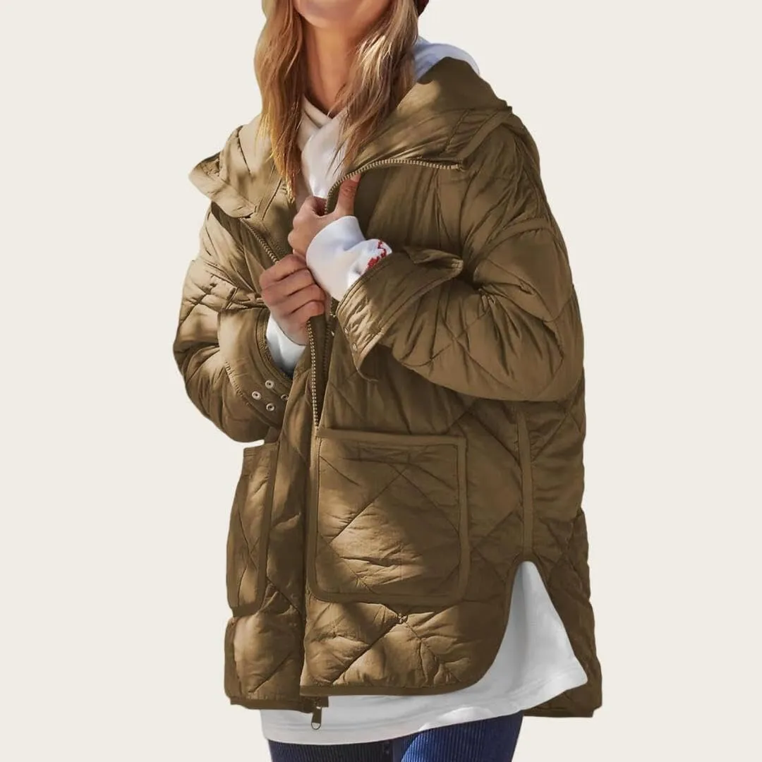 FMCHICO Womens Oversized Hooded Puffer Jacket Quilted Lightweight Soft Comfy Padded Hoodies Coat Warm Winter Coat