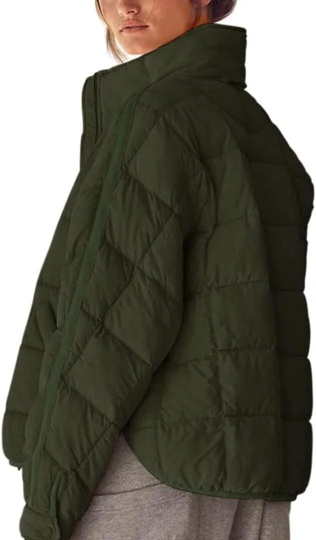 FMCHICO Womens Quilted Puffer Jacket Zip Up Lightweight Padded Coat Outwear
