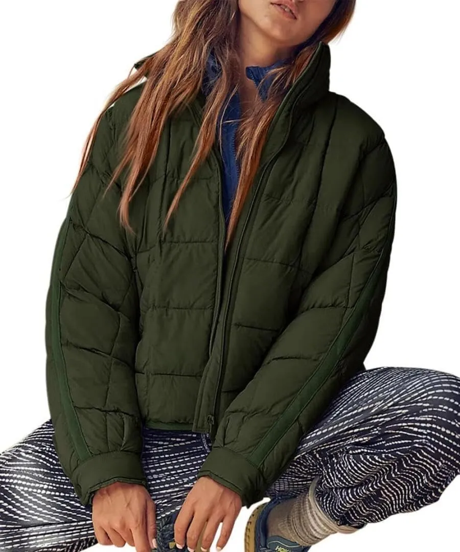 FMCHICO Womens Quilted Puffer Jacket Zip Up Lightweight Padded Coat Outwear