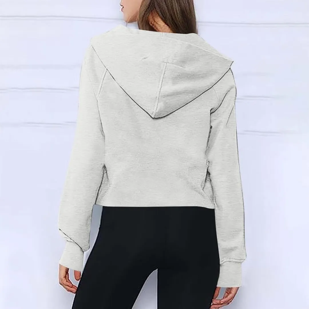 FMCHICO Womens Sweatshirts Half Zip Cropped Pullover Fleece Quarter Zipper Hoodies Fall outfits Clothes Thumb Hole
