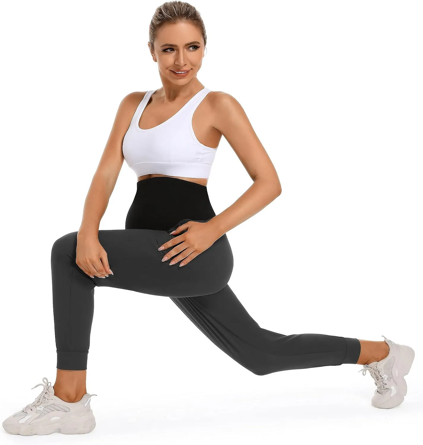 Foucome Women's Maternity Joggers Quick Dry Zipper Pockets Scrub Pants Pregnancy Sweatpants
