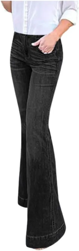 FRMUIC Bell Bottom Jeans for Women High Waisted Flare Jeans Wide Leg Baggy Jeans for Women Stretch Denim Pants