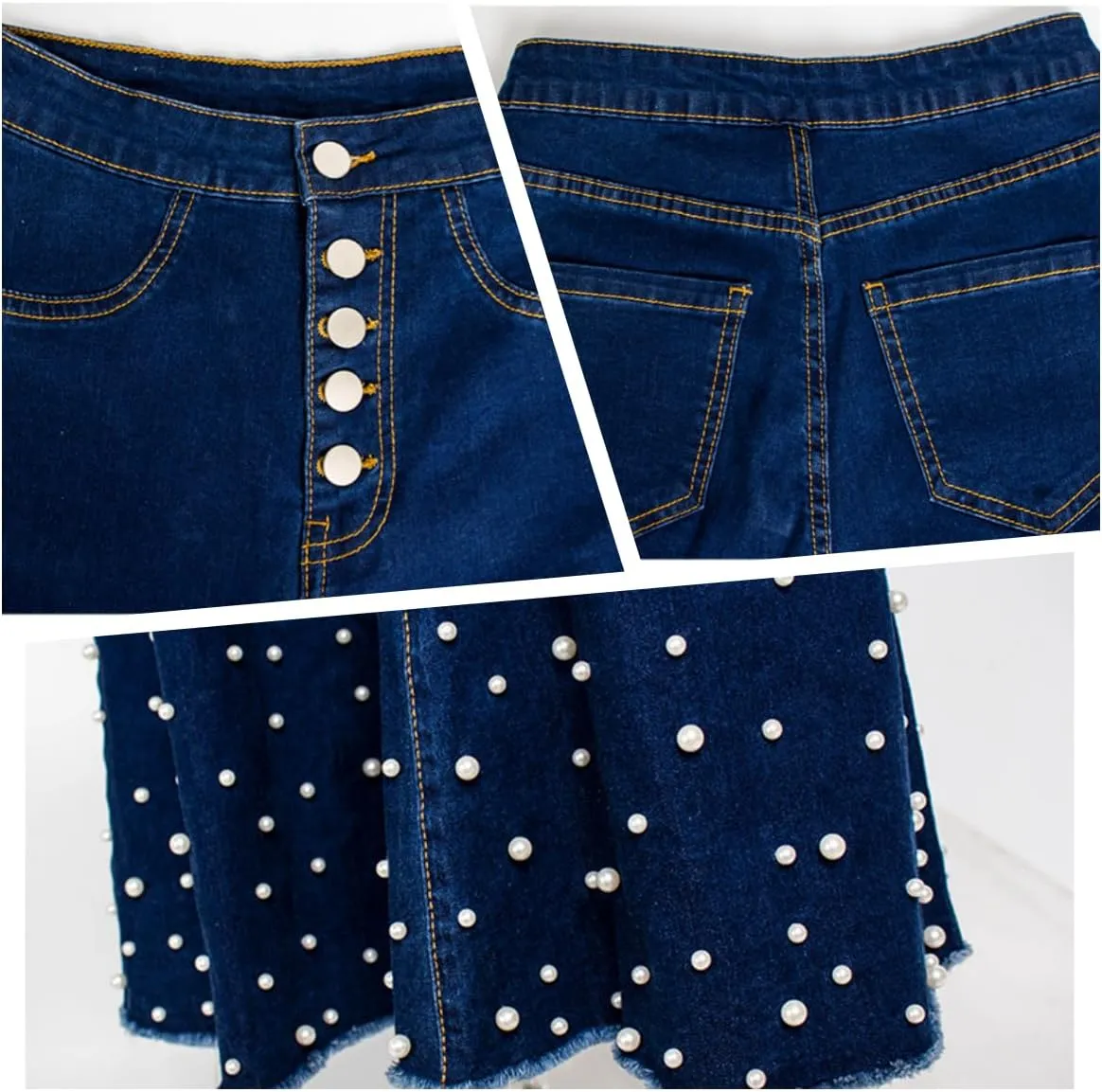 FRMUIC Womens High Waisted Bell Bottom Jeans Denim High Rise Flare Jean Pants Bootcut Jeans with Wide Leg and Pearl