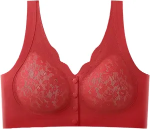 Front Closure Bras for Women Seamless Wireless Comfort Supportive Everyday Bra No Underwire Full-Coverage Lace Bralette