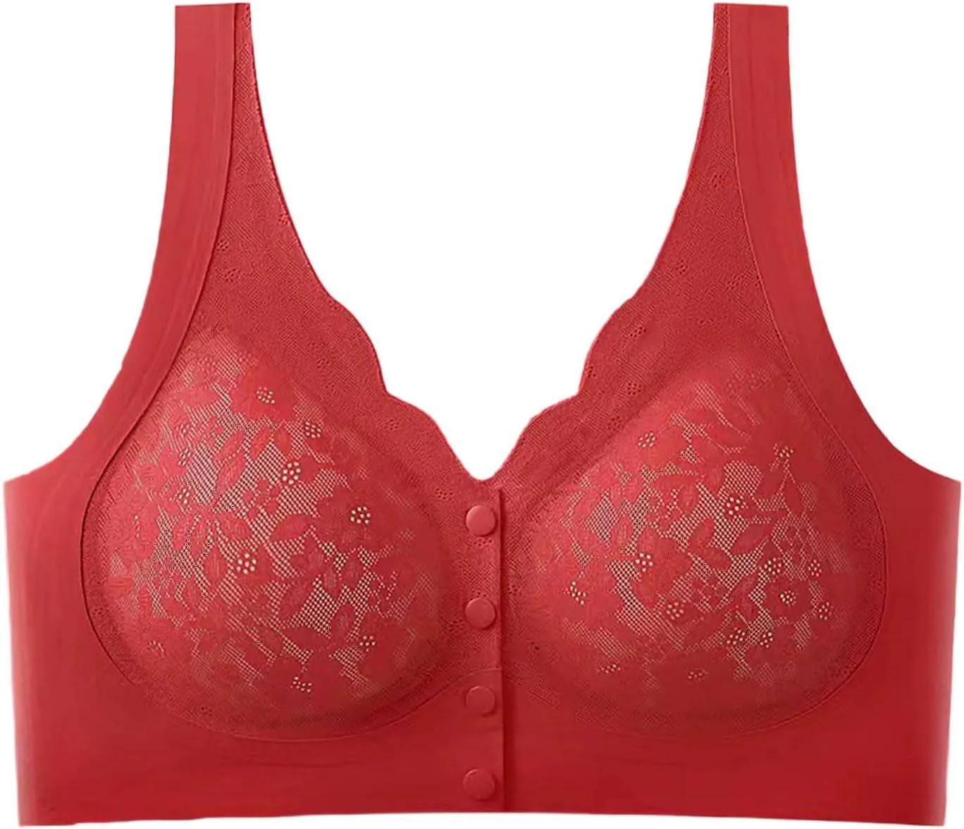 Front Closure Bras for Women Seamless Wireless Comfort Supportive Everyday Bra No Underwire Full-Coverage Lace Bralette