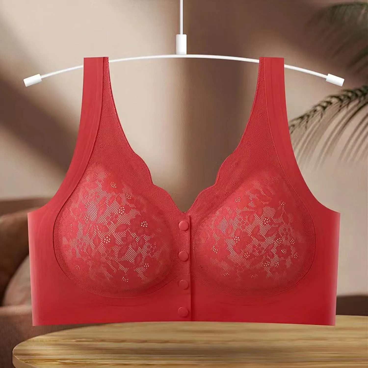 Front Closure Bras for Women Seamless Wireless Comfort Supportive Everyday Bra No Underwire Full-Coverage Lace Bralette