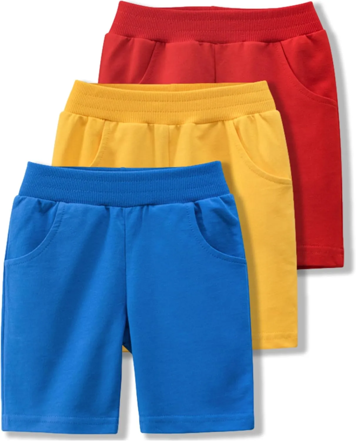GFQLONG Toddler Boys 3 Pack Cotton Sport Jogger Shorts,Kids Summer Solid Active Short Pants