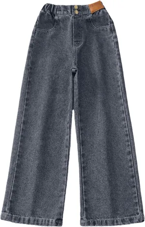 Girls Baggy Jeans Casual Preppy Clothes Relaxed Fit Cute Pants Comfy Exercise Straight Leg Stretch Training Wide Leg