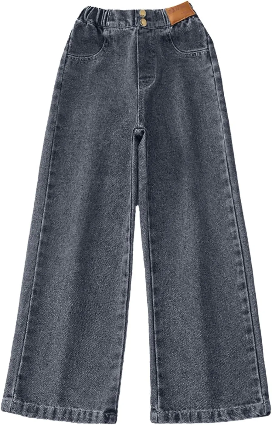 Girls Baggy Jeans Casual Preppy Clothes Relaxed Fit Cute Pants Comfy Exercise Straight Leg Stretch Training Wide Leg