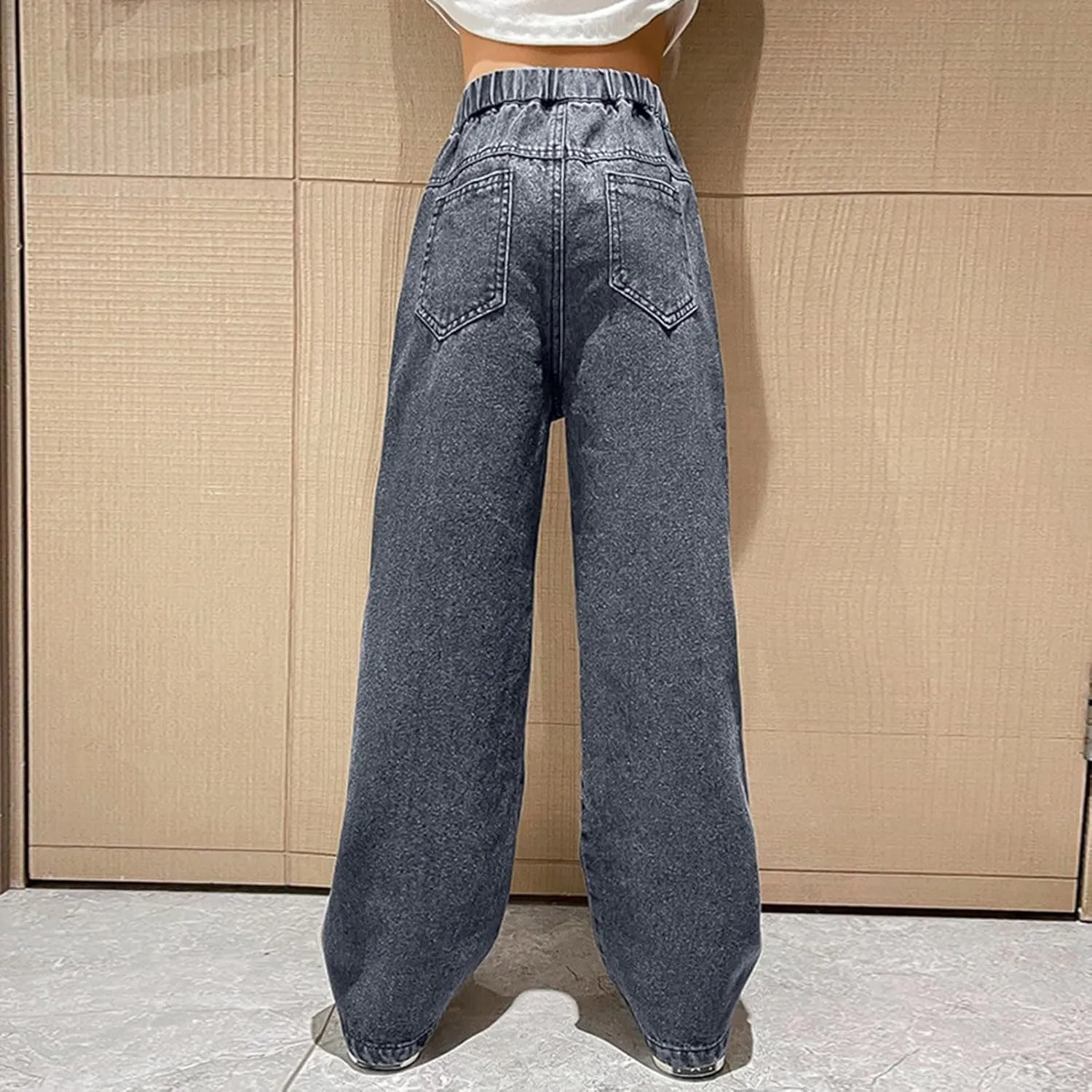 Girls Baggy Jeans Casual Preppy Clothes Relaxed Fit Cute Pants Comfy Exercise Straight Leg Stretch Training Wide Leg
