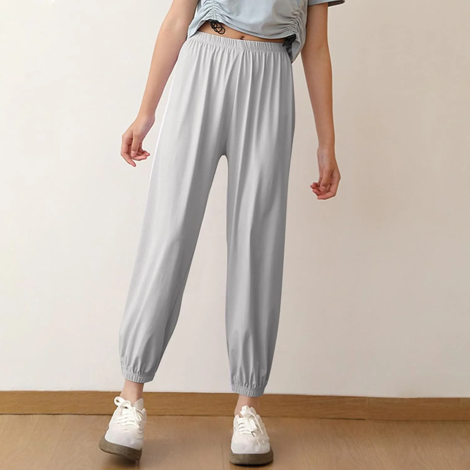 Girls Joggers Pants Lightweight Quick Dry Running Workout Sweatpants Kids Elastic Waist Summer Anti-Mosquito Joggers