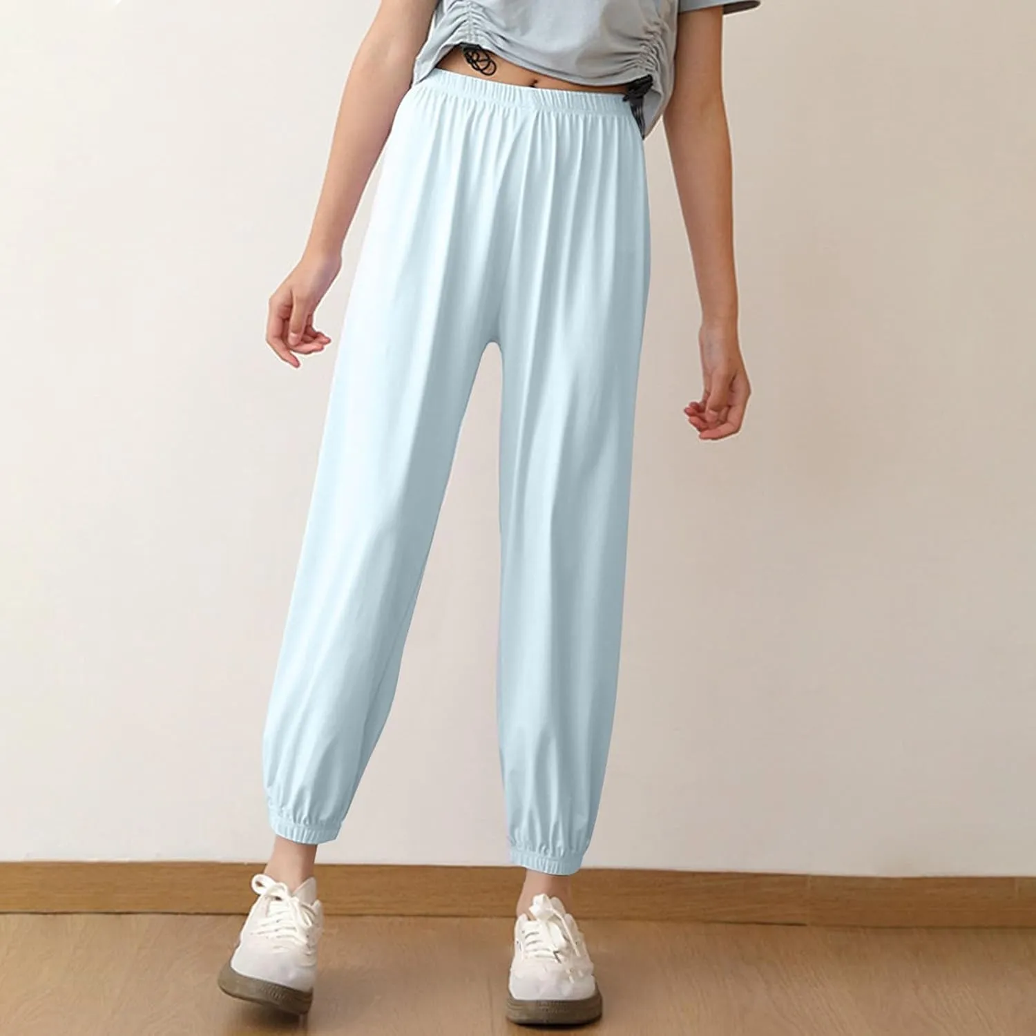 Girls Joggers Pants Lightweight Quick Dry Running Workout Sweatpants Kids Elastic Waist Summer Anti-Mosquito Joggers
