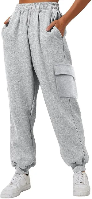 GOKKILRW Womens Cargo Sweatpants 2024 Fall Outfits Straight Leg Baggy Athletic Joggers Solid Drawstring Cinch Lounge Trousers