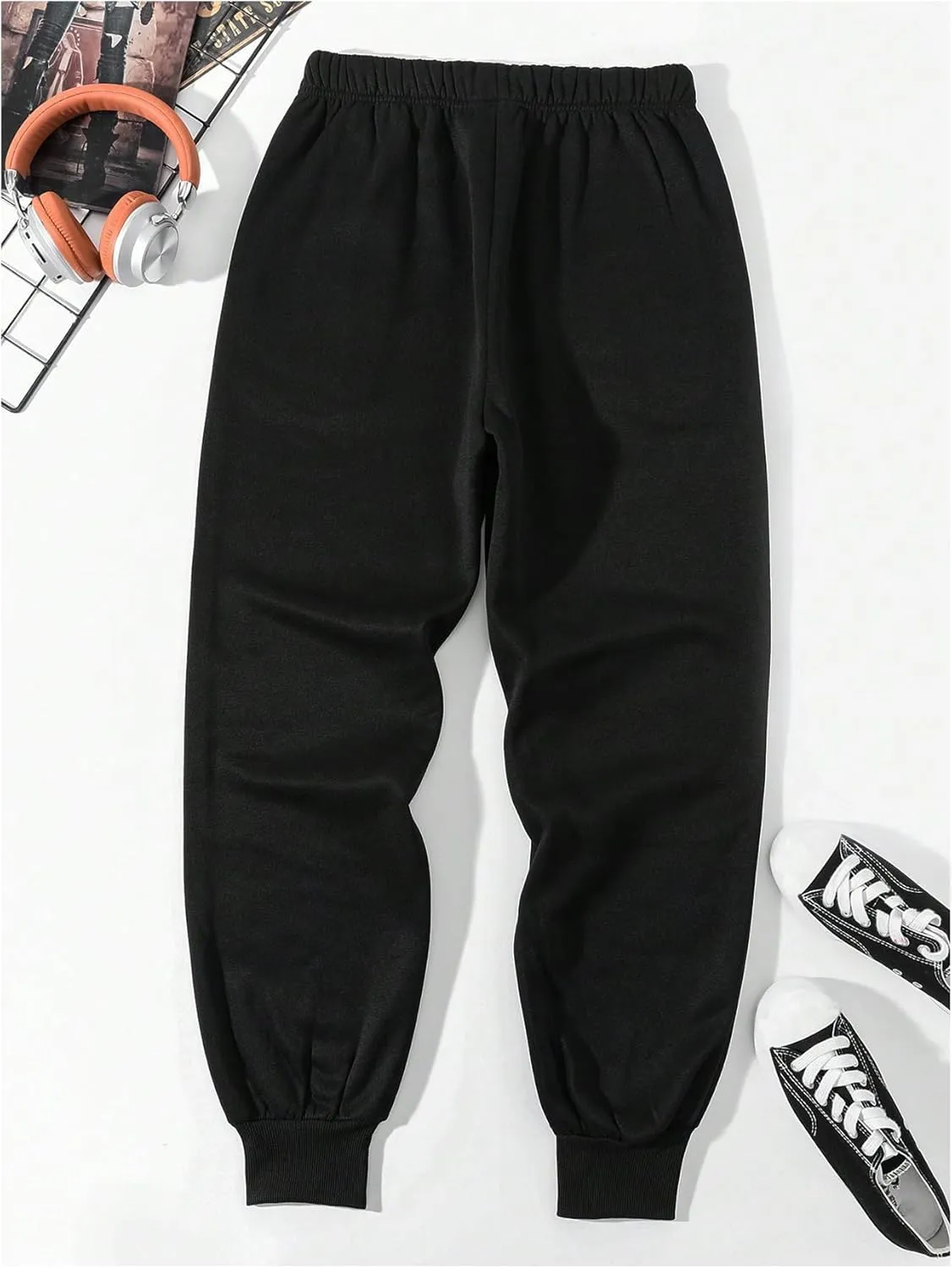 GORGLITTER Men's Letter Graphic Cargo Jogger Pants High Waisted Hiking Long Trousers with Pocket