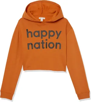 Happy Nation Girls Fleece Crop Hoodie Sweatshirt