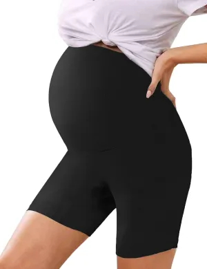 High Waisted 7" Ribbed Maternity Biker Shorts Active Wear Lounge Workout Pregnancy Shorts