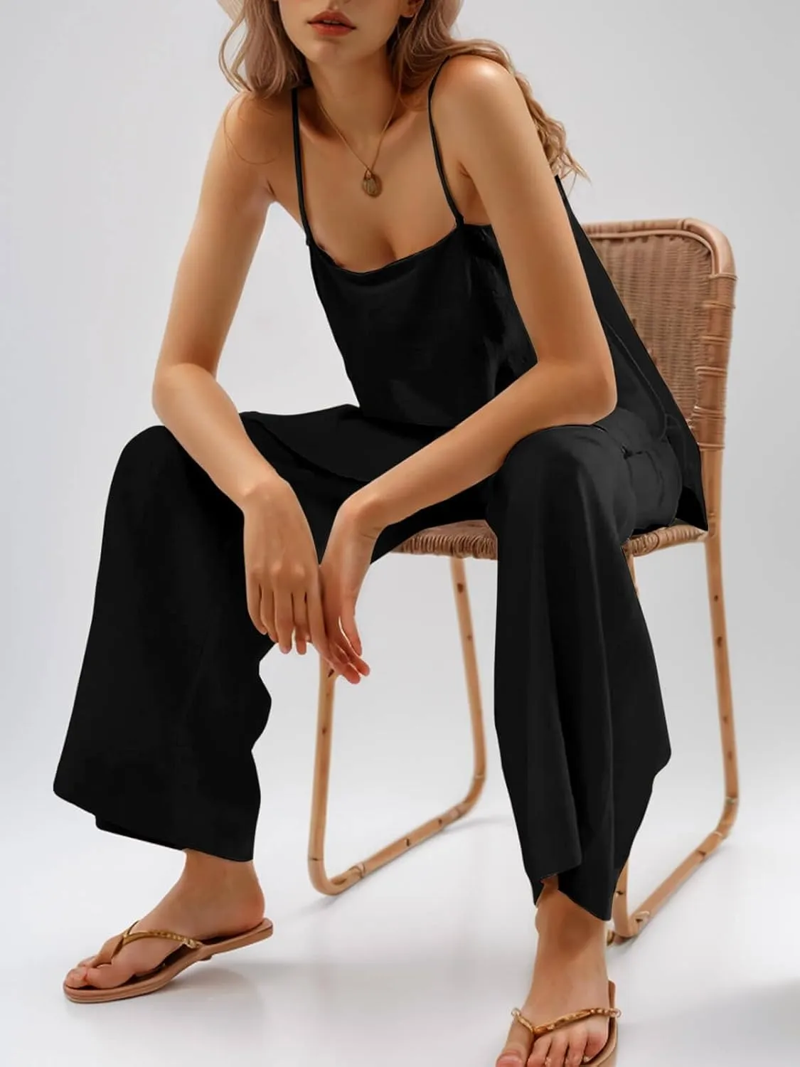 Imily Bela Womens 2 Piece Outfits Linen Set Camisole Tops and Wide Leg Pants Vacation Matching Loungewear