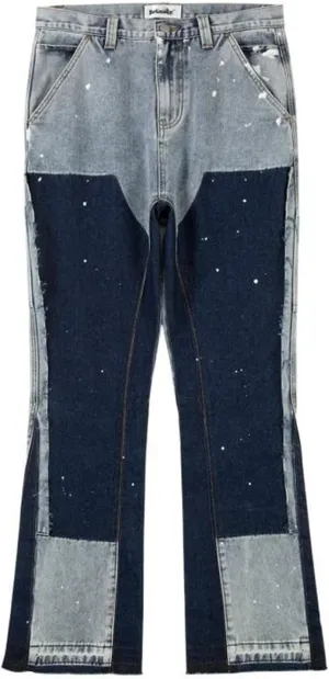 Jeans for Men Patchwork Fashion Relaxed Fit Straight Leg Streetwear Vintage Casual Denim Pants