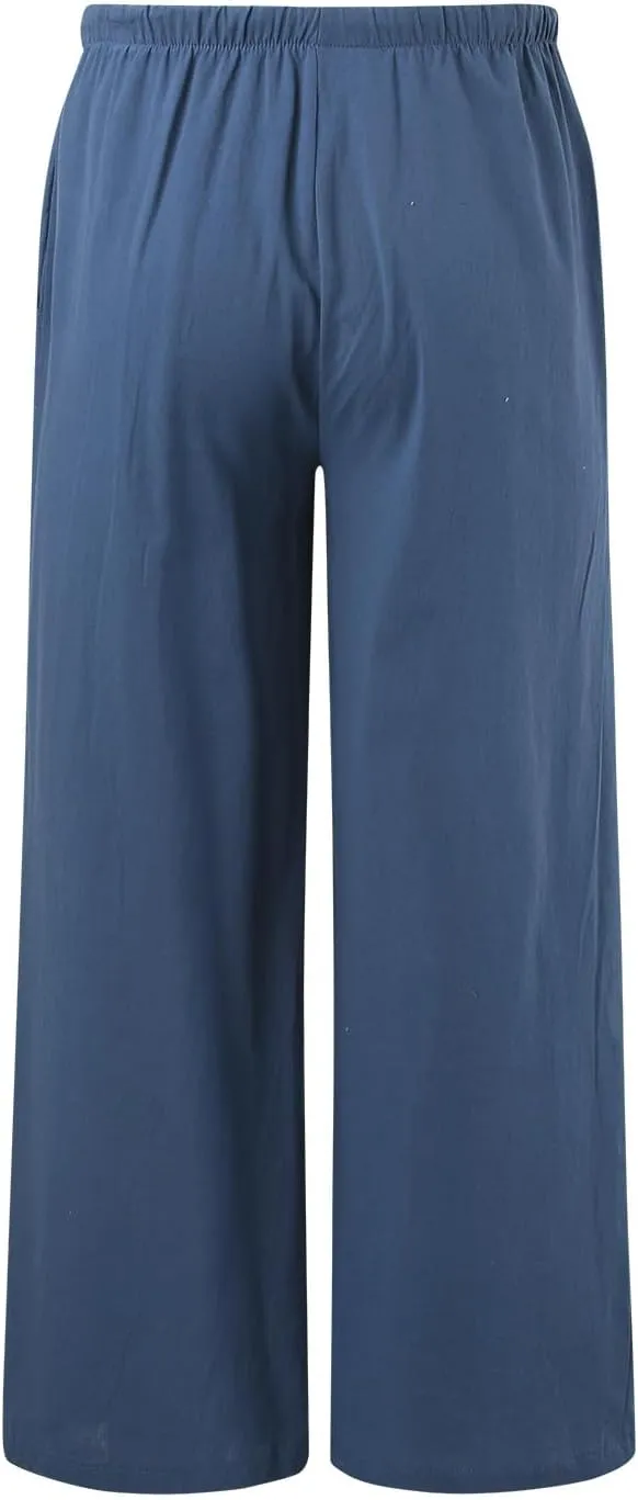 JiXiang Women High Waisted Wide Leg Pants Fashion Drawstring Elastic Trousers Comfy Straight Leg Long Pants with Pockets