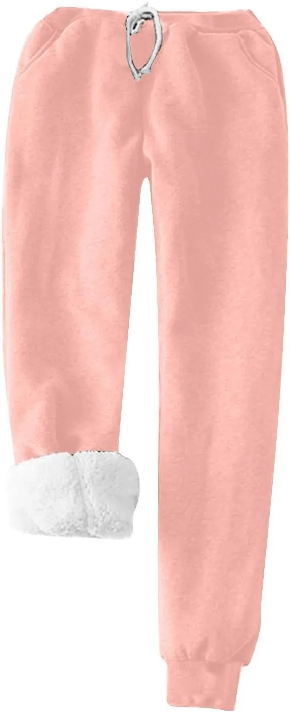 Jogger Sets For Women 2 Piece Loungewear Warm Fleece Lined Pullover Sweatshirt Pants Thicken Crewneck Pajamas Set