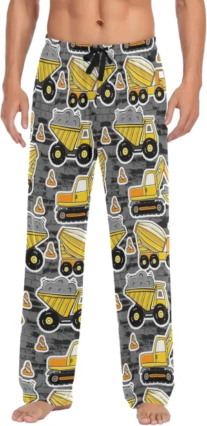 JUNZAN Construction Machines Mens Pajama Pants Funny Pajama Bottoms for Men Lounge Pants S