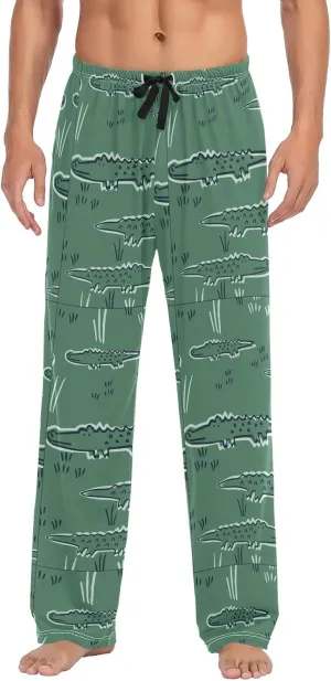 JUNZAN Mens Green Crocodiles Pajama Bottoms Pajama Pants for Men Pj Pants S