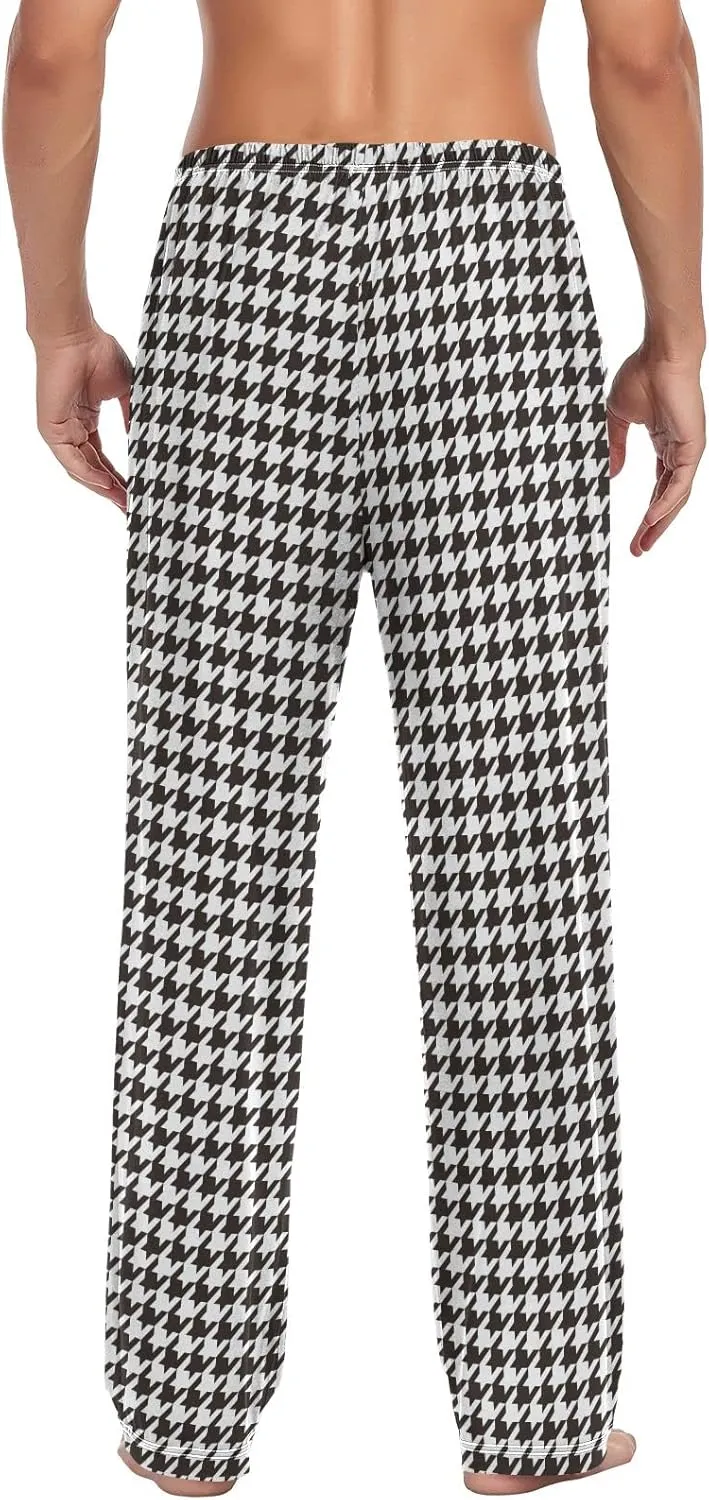 JUNZAN Mens Pajama Pants Houndstooth Black Pajama Bottoms for Men Lounge Pants S