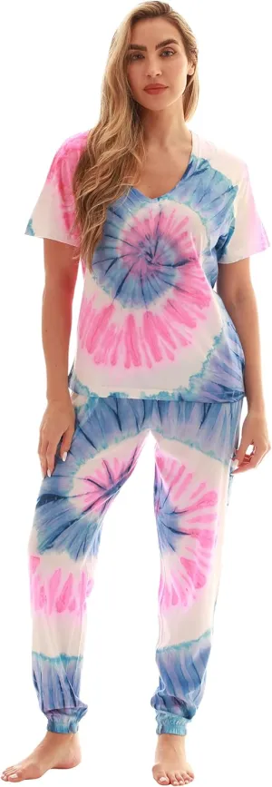 Just Love Pajama Jogger Pant Set Sleepwear Pjs - Buffalo Plaid and Tie Dye