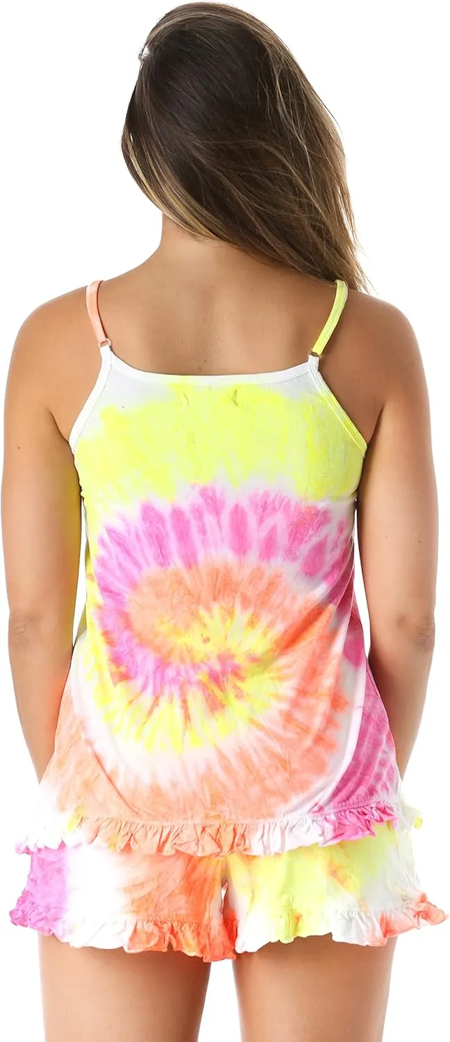 Just Love Tie Dye Pajama Short Set with Ruffle Detail