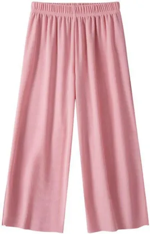 Kids Girl Trendy Wide Leg Baggy Pants Straight Leg Loose Trousers Toddler Elastic Waist Breathable Cotton Sweatpants