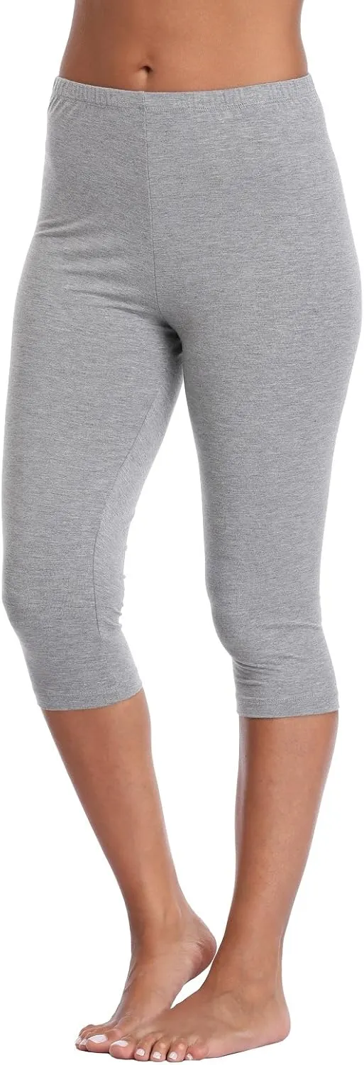 Kotii Women's Lightweight Soft Capri Leggings Crop Leggings 3/4 Stretch Yoga Pants