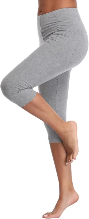 Kotii Women's Lightweight Soft Capri Leggings Crop Leggings 3/4 Stretch Yoga Pants