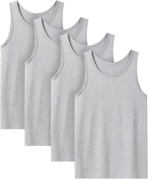 LAPASA Men's 100% Cotton Tank Top Ultra Soft Sleeveless Crewneck Breathable A-Shirts Basic Solid Undershirts Vest 4 Pack M36