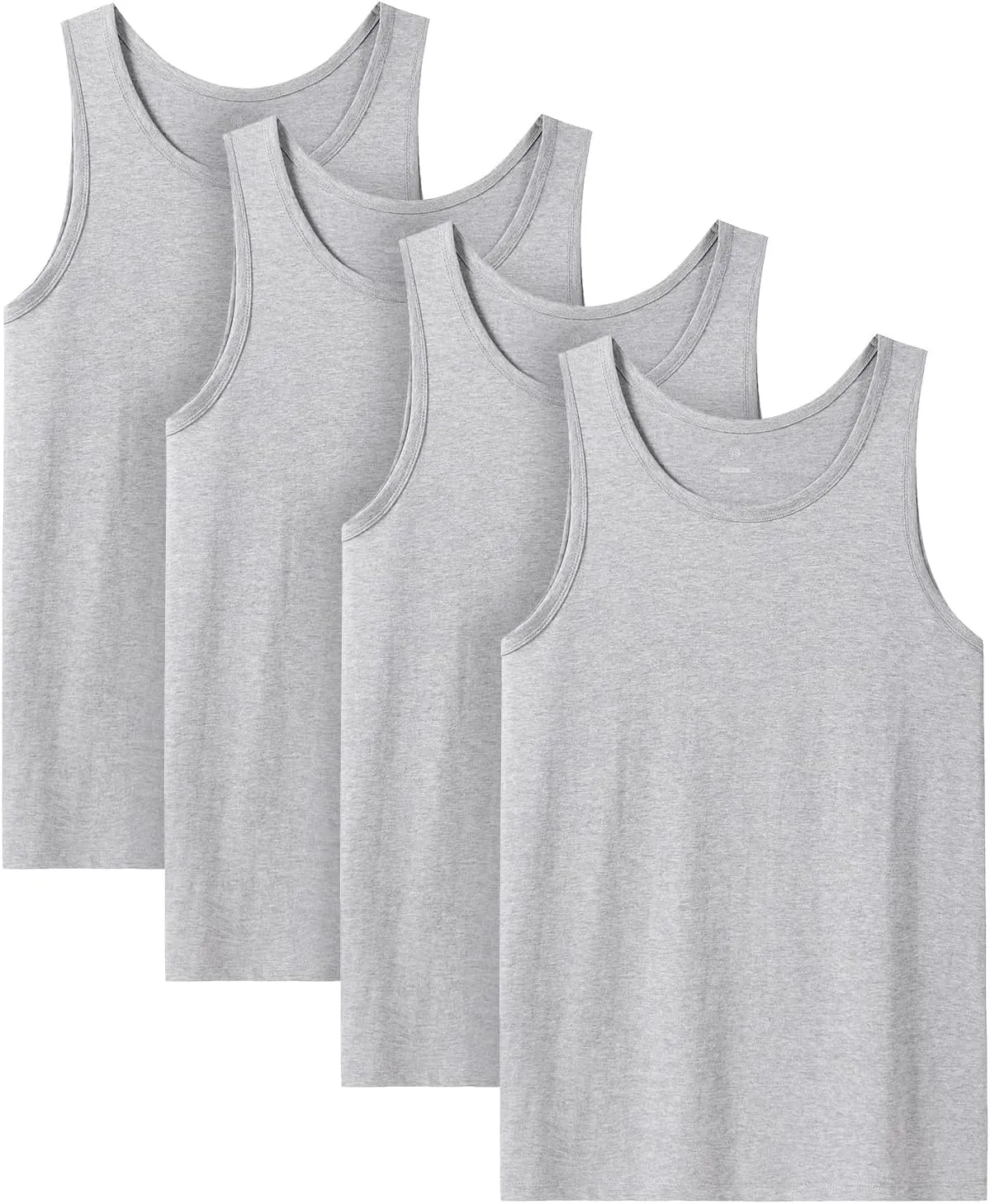 LAPASA Men's 100% Cotton Tank Top Ultra Soft Sleeveless Crewneck Breathable A-Shirts Basic Solid Undershirts Vest 4 Pack M36