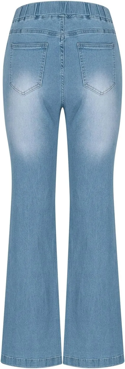 Lmdudan Flare Jeans for Women Trendy Denim Pants Stretchy High Waisted Bell Bottom Skinny Boot Cut Jeans Legging with Pocket