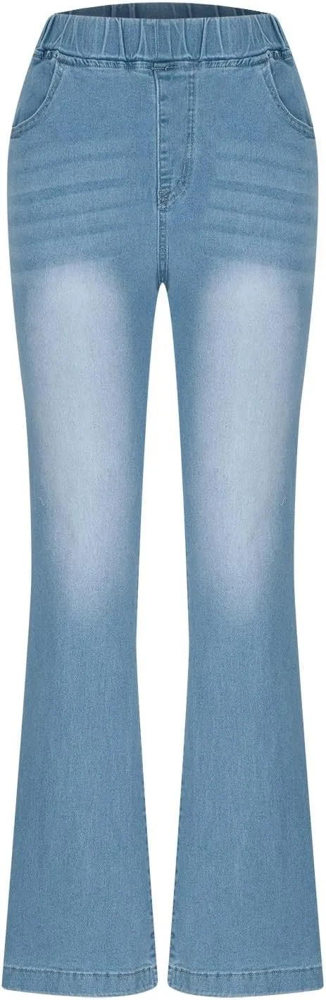 Lmdudan Flare Jeans for Women Trendy Denim Pants Stretchy High Waisted Bell Bottom Skinny Boot Cut Jeans Legging with Pocket