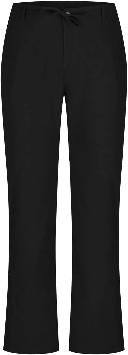 Lmdudan Men's Drawstring Loose Linen Beach Pants Lightweight Elastic Waist Yoga Lounge Straight Leg Trousers with Pockets