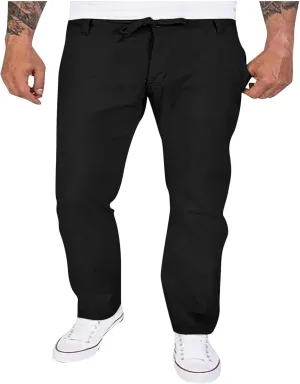 Lmdudan Men's Drawstring Loose Linen Beach Pants Lightweight Elastic Waist Yoga Lounge Straight Leg Trousers with Pockets