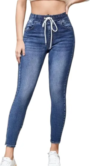 Lmdudan Women High Waisted Stretch Skinny Jeans Mid Rise Straight Leg Denim Pants 2024 Fashion Casual Streetwear with Pockets
