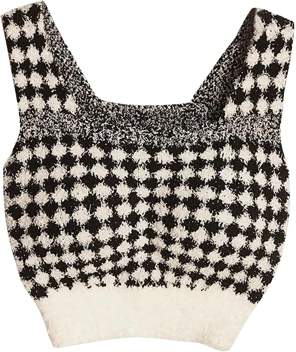 Lmdudan Women's Sherpa Fleece Bras Sexy Fuzzy Warm Padded Crop Tank Top Winter Thickened Soft Stretchy Everyday Underwear