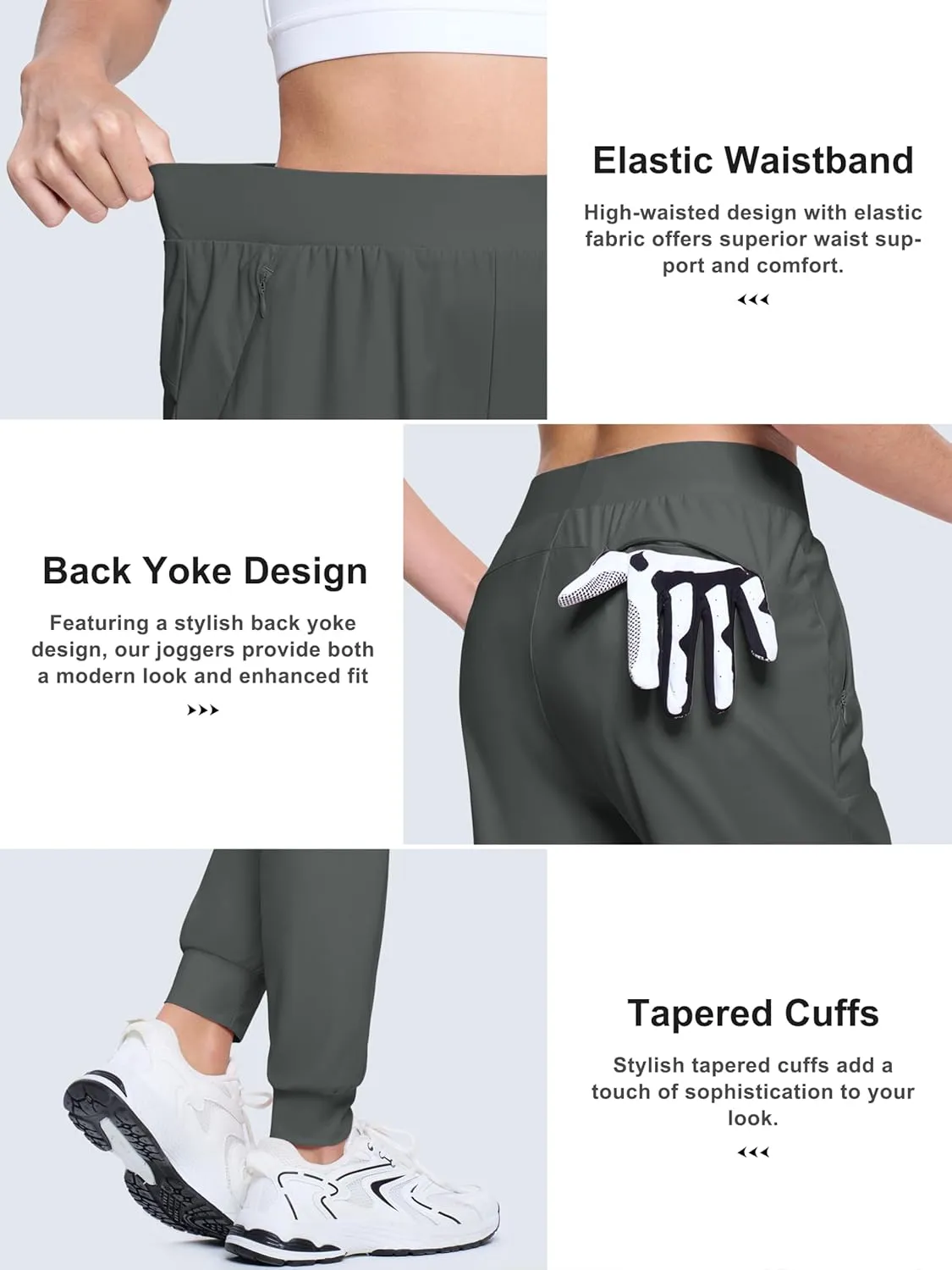 MAGCOMSEN Joggers for Women High Waisted Golf Pants Lightweight Hiking Pants Quick Dry Workout Running Athletic Joggers