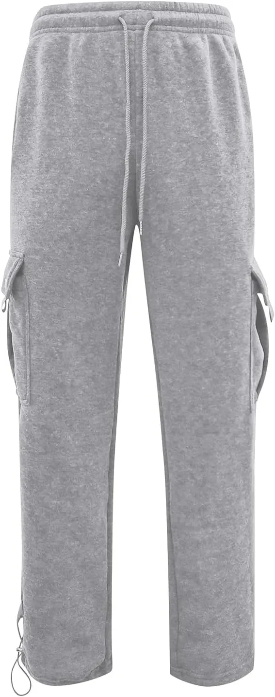 Men Cargo Pants Casual Work Hiking Pants Drawstring Elastic Waisted Loose Joggers Outdoor Straight Leg Sweatpants