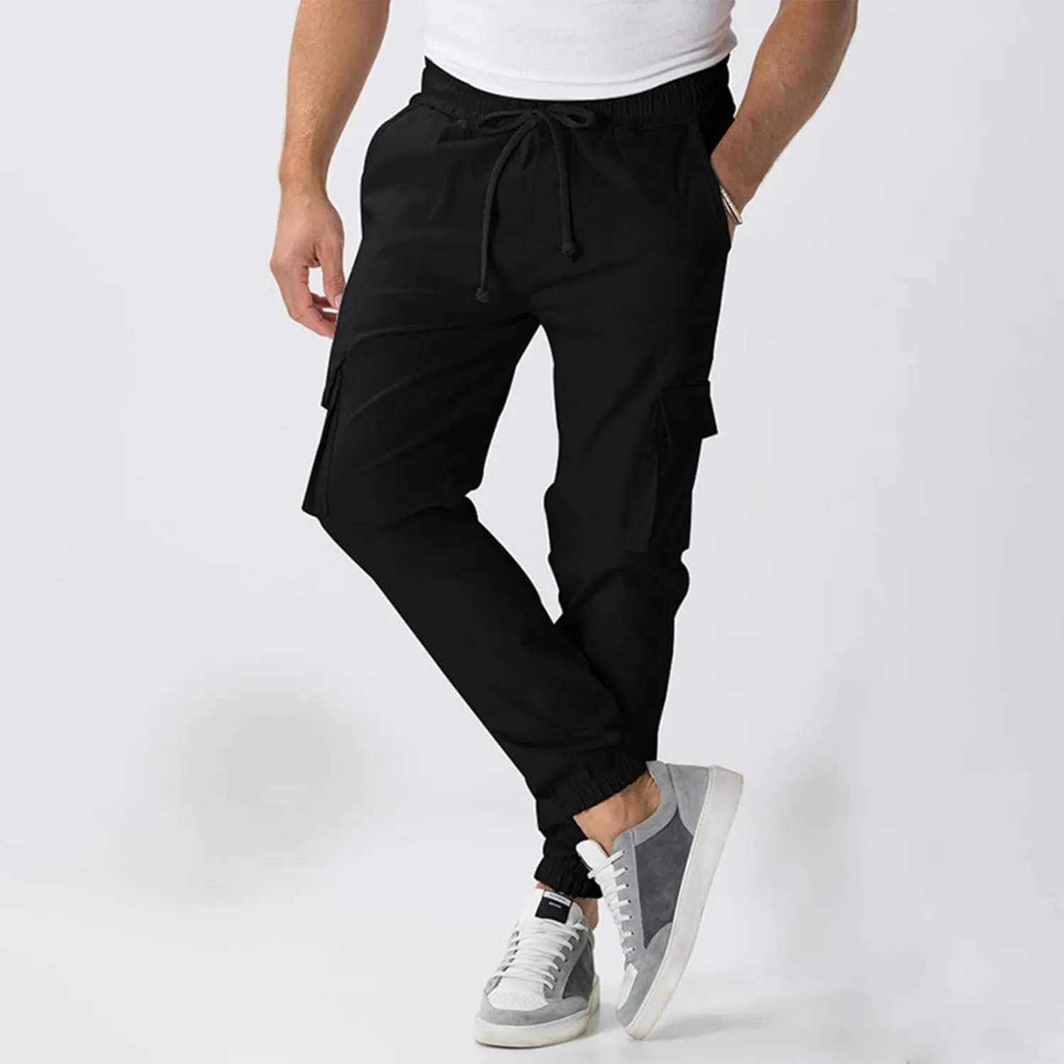 Men Cargo Pants Comfy Hiking Pants Lightweight Joggers with Pockets Casual Elastic Waist Work Pants