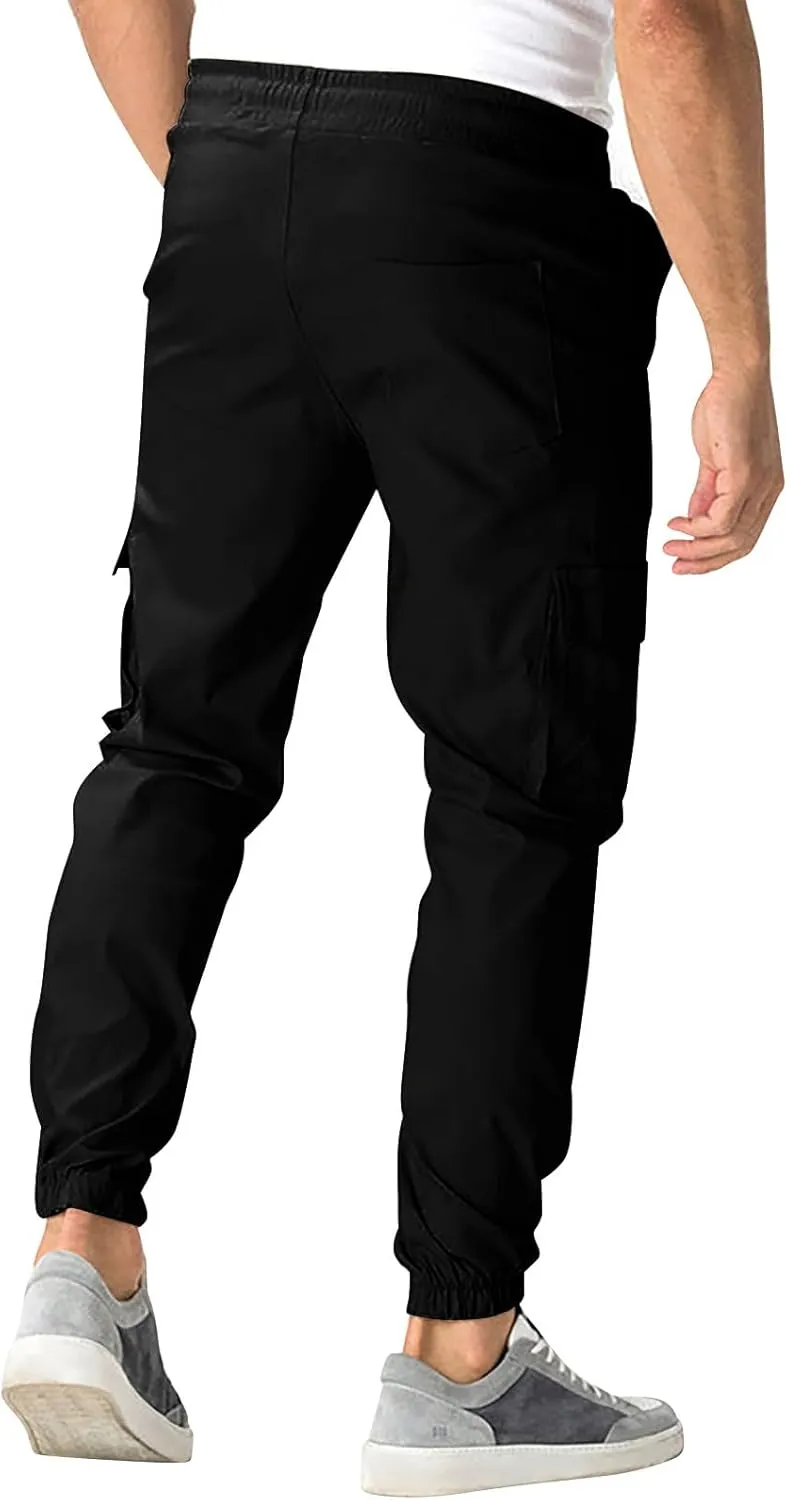 Men Cargo Pants Comfy Hiking Pants Lightweight Joggers with Pockets Casual Elastic Waist Work Pants