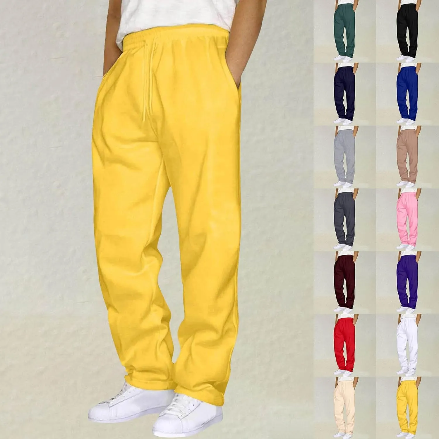 Men Cargo Pants with Pockets Stretch Drawstring Elastic Waist Sweatpants Tall Regular Fit Pants Tall Joggers Trousers