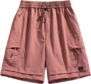 Men Ice Silk Shorts Quick Drying Breathable Workout Gym Shorts Elastic Waist Drawstring Casual Shorts Outdoor Running
