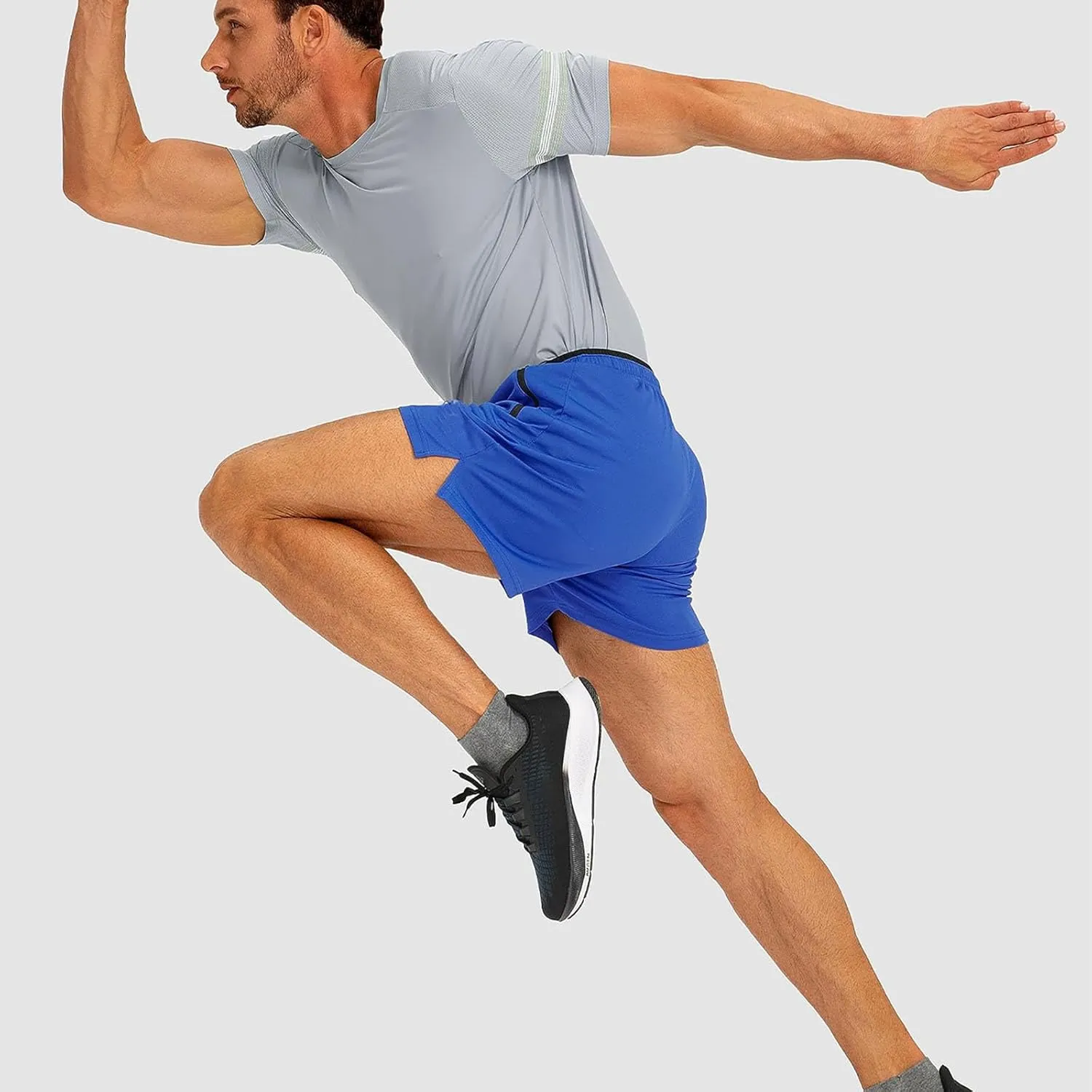 Mens 5" Running Shorts Quick Dry Athletic Workout Gym Shorts with Zipper Pockets Lightweight Active Sports Basketball