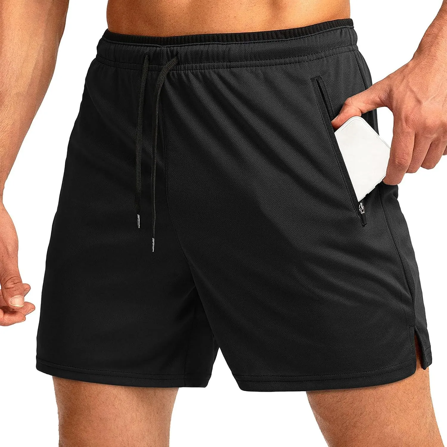 Mens 5" Running Shorts Quick Dry Athletic Workout Gym Shorts with Zipper Pockets Lightweight Active Sports Basketball